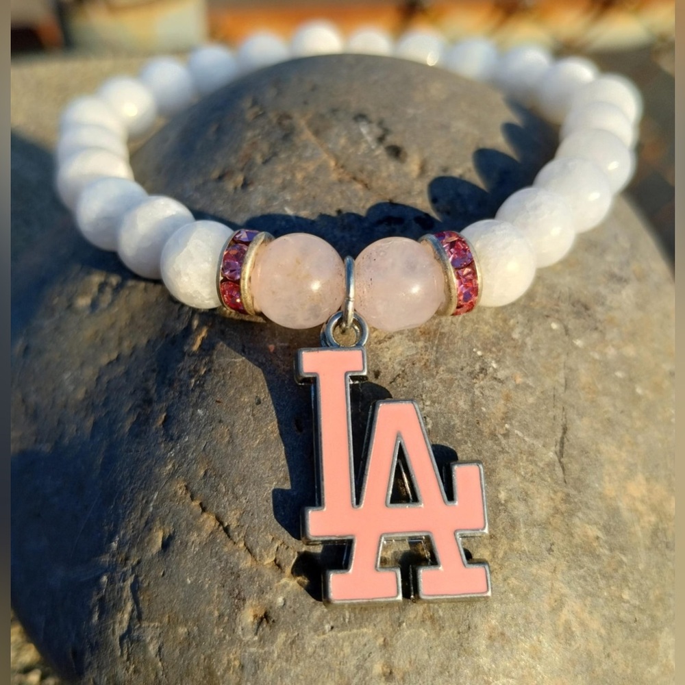 HANDMADE CRYSTAL QUARTZ L.A. DODGERS BRACELET (LA CHARM)